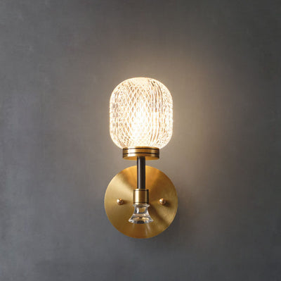 Modern Light Luxury Glass Oval Copper Base 1-Light Wall Sconce Lamp