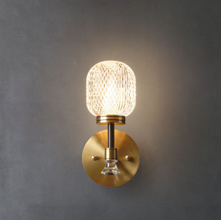 Modern Light Luxury Glass Oval Copper Base 1-Light Wall Sconce Lamp