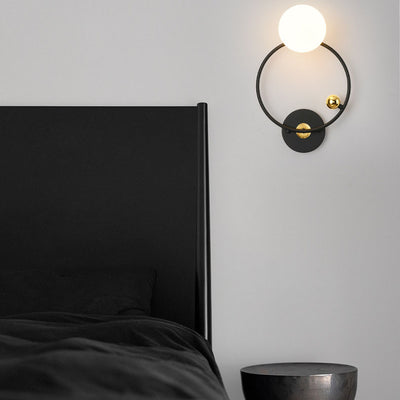 Nordic Minimalist Round Ball Iron Glass 1-Light Wall Sconce Lamp