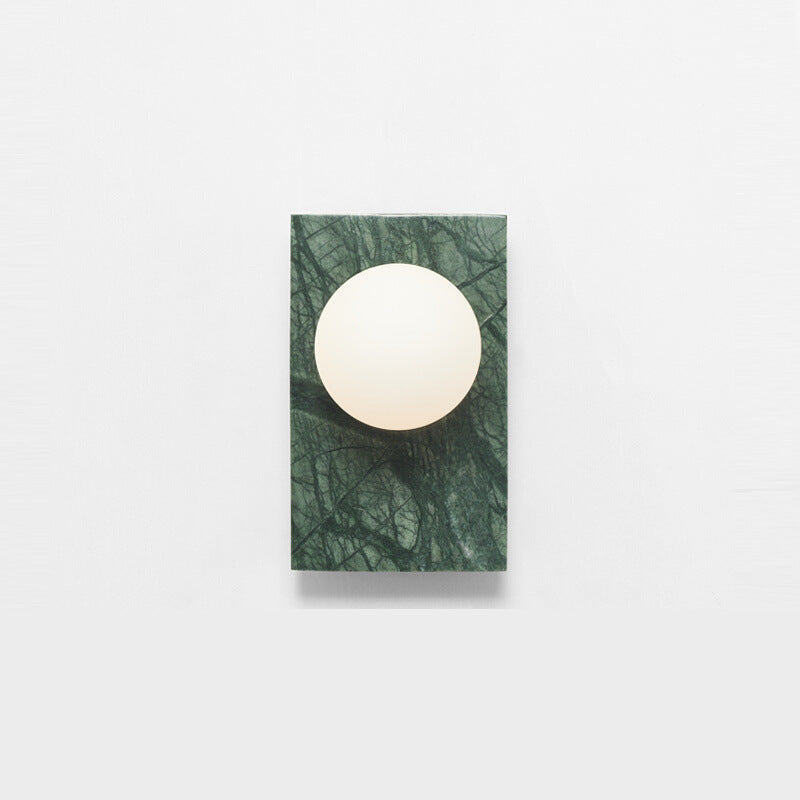 Moderne luxuriöse Wandleuchte mit Glaskugel und quadratischem Marmorsockel, 1-flammig, für den Flur 