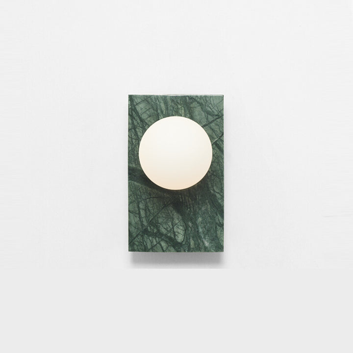 Moderne luxuriöse Wandleuchte mit Glaskugel und quadratischem Marmorsockel, 1-flammig, für den Flur 
