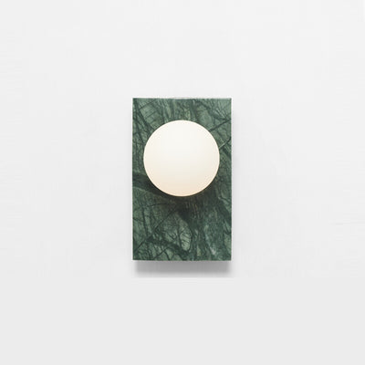 Modern Light Luxury Marble Square Base Glass Ball 1-Light Wall Sconce Lamp