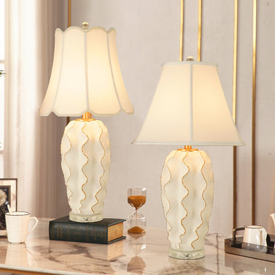 European Vintage Cloth Crystal Resin 1-Light Table Lamp