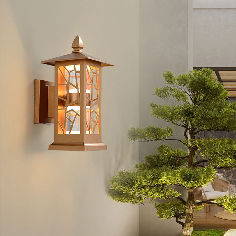 Traditional Chinese Zinc Alloy House Pagoda LED Waterproof Wall Sconce Lamp For Outdoor Patio