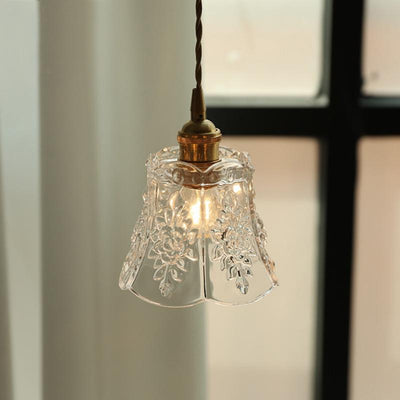 Japanese Modern Creative Flower Glass 1-Light Pendant Light