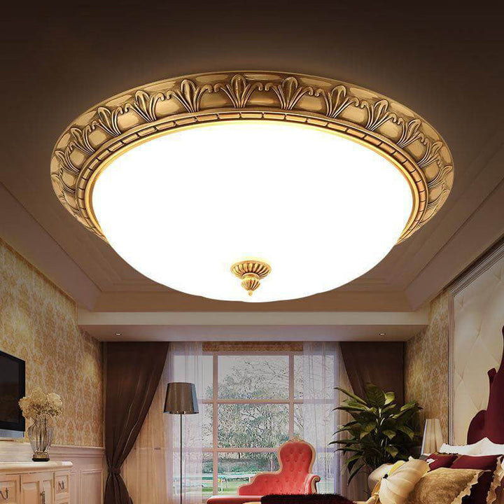 Plafonnier circulaire moderne imitation marbre tout en cuivre à 1 lumière 
