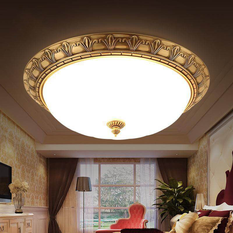 Modern Imitation Marble All Copper Circular 1-Light Flush Mount Ceiling Light