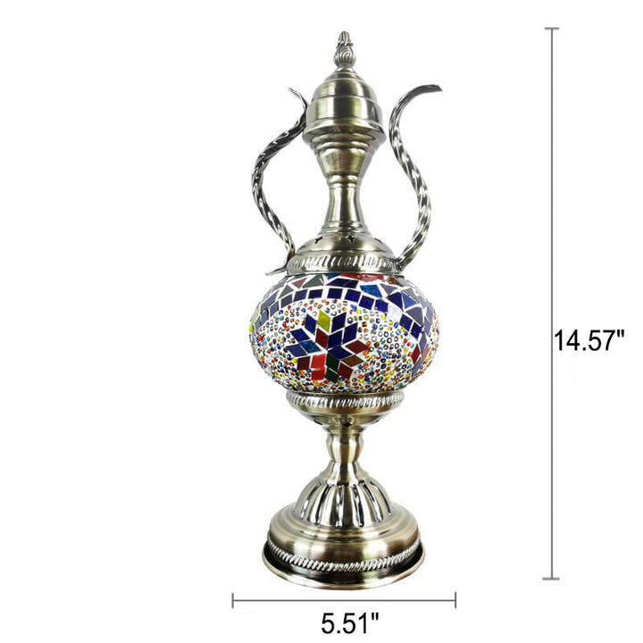 Diseño de cafetera de vidrio vintage turca hecha a mano, lámpara de mesa de 1 luz 