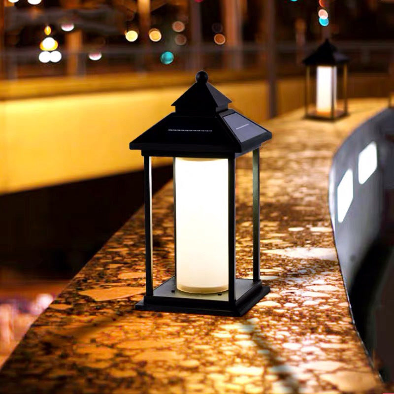 Moderno Minimalista Solar Espiral Cuadrángulo Aluminio Acrílico LED Cabezal de Poste para Patio Exterior 