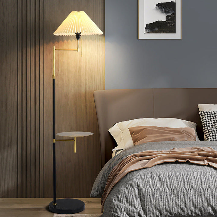 Nordic Light Luxus-Plissee-Stoff-Marmor-Stehlampe mit 1 Licht