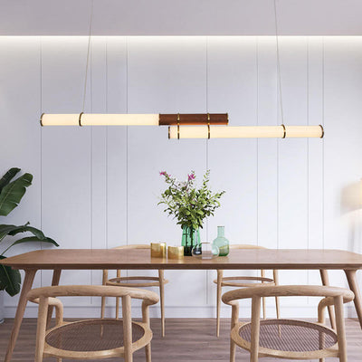 Nordic Minimalist Long Column Linear LED Island Light Chandelier