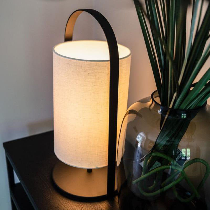 Nordic Minimalist Fabric Column Ring 1-Light Table Lamp