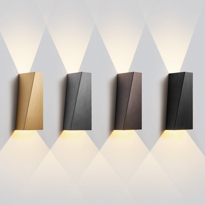 Modern Minimalist Brushed Aluminum Geometric Square LED Wall Sconce Lamp For Living Room