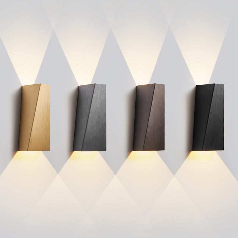 Modern Minimalist Brushed Aluminum Geometric Square LED Wall Sconce Lamp