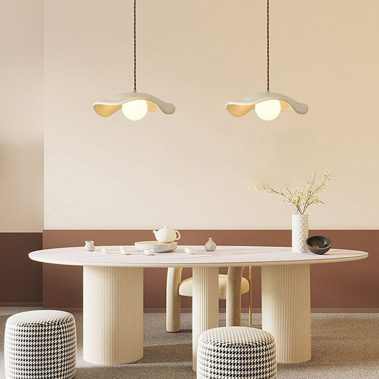 Macaron Cream Dome Wave Design Resin 1-Light Pendant Light