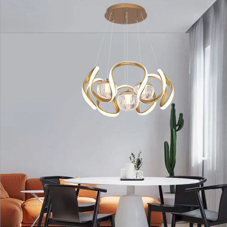 Nordic Creative Orb Twisted Lines Island Light  LED Chandelier