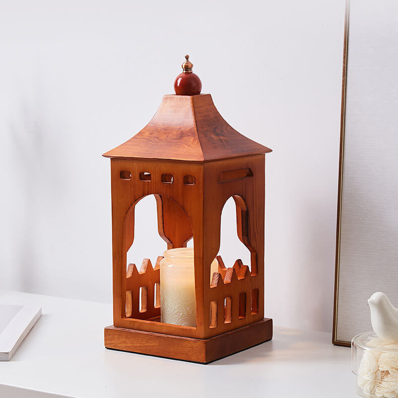Vintage Walnut Cabin 1-Light Melting Wax Table Lamp