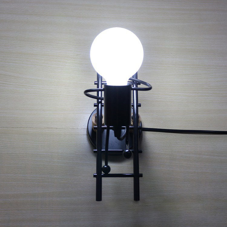 Contemporary Creative Little People Climbing Stairs Iron 1-Light Wall Sconce Lamp For Bedroom
