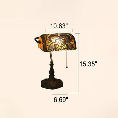 European Vintage Tiffany Zinc Alloy 1-Light Table Lamp