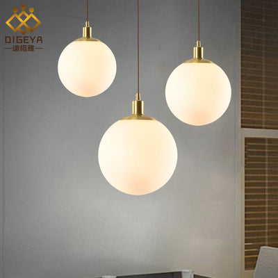 Nordic Minimalist Milky White Glass Ball 1-Light Pendant Light