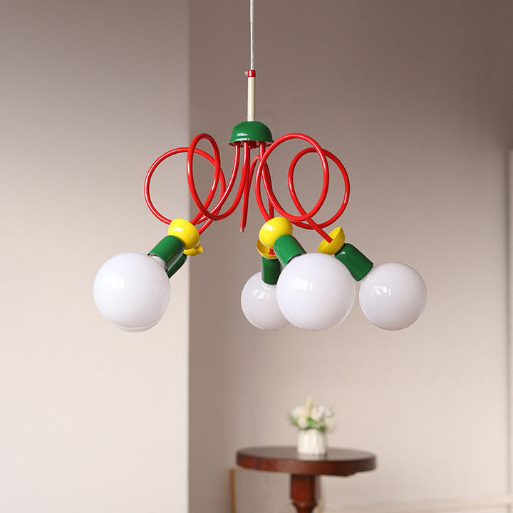 Contemporary Scandinavian Orb Fruit Iron Glass 2/3/5 Light Chandelier For Bedroom