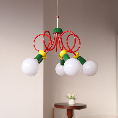 Contemporary Scandinavian Orb Fruit Iron Glass 2/3/5 Light Chandelier For Bedroom