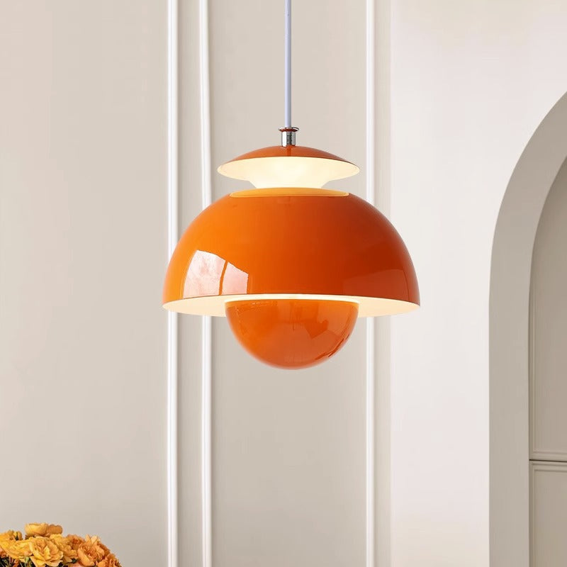 Contemporary Nordic Iron Aluminum Flower Bud Shade LED Pendant Light For Living Room