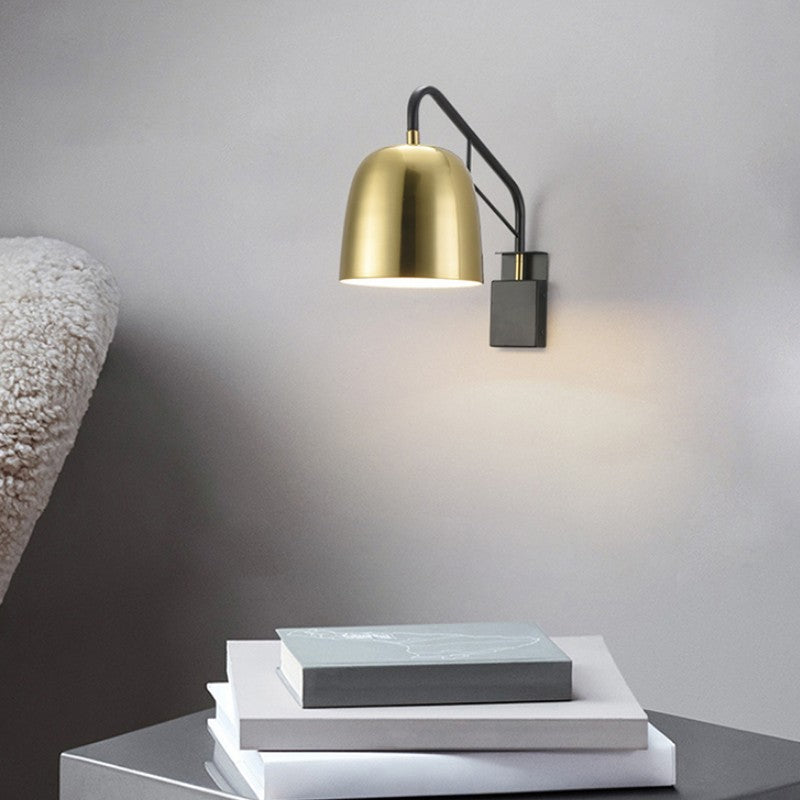 Nordic Minimalist Gold Dome Rotatable 1-Light Wall Sconce Lamp