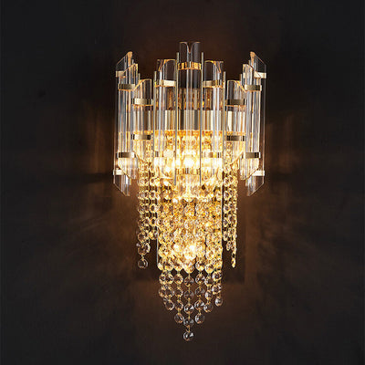 Moderne Luxus Kristall Quaste Gold 2/3 Licht Wandleuchte Lampe