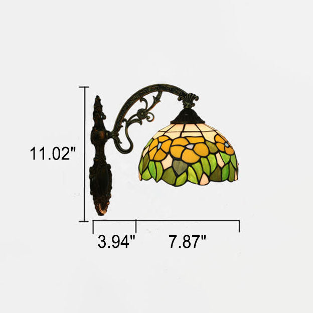 European Tiffany Glass 1-Light Wall Sconce Lamp