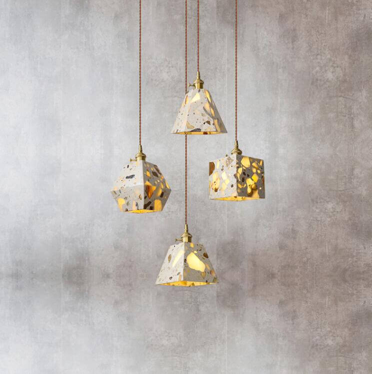 Nordic Industrial Vintage Square Geometry Kupfer Zement 1-Licht Pendelleuchte 
