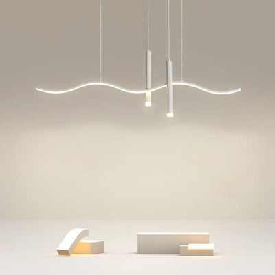 Moderne minimalistische geometrische Aluminium gewellte Linie LED Insel Licht Scheinwerfer Kronleuchter für Wohnzimmer 