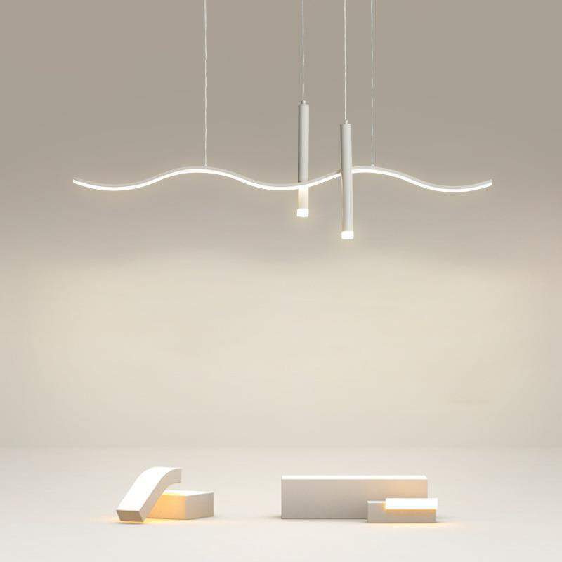 Moderne minimalistische geometrische Aluminium gewellte Linie LED Insel Licht Scheinwerfer Kronleuchter für Wohnzimmer 
