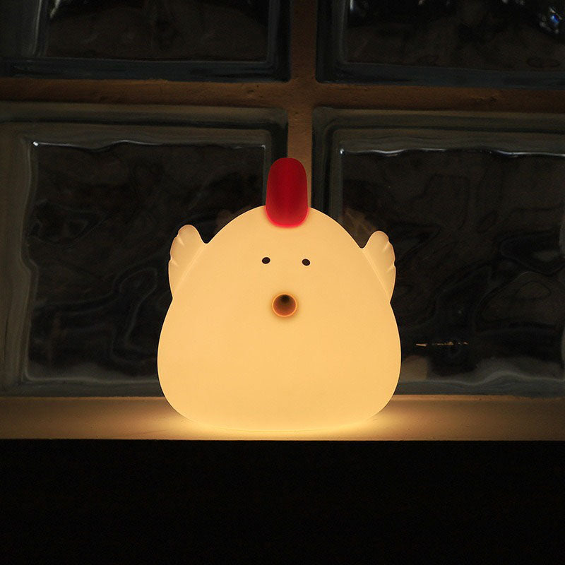 Creative Cartoon Silicone Little Fat Chicken LED USB Pat  Night Light Table Lamp