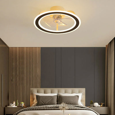 Nordic Creative Round LED Semi-Flush Mount Ceiling Fan Light