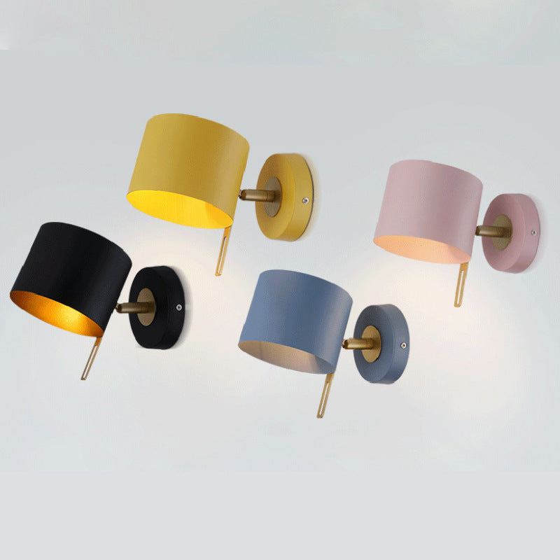 Nordische minimalistische Macaron-Wandleuchte aus einfarbigem Eisen mit 1 Licht