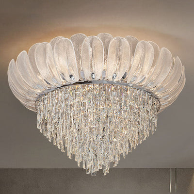 Lustre de plafond encastré en verre cristal de luxe européen moderne 9/12/16 lumières 