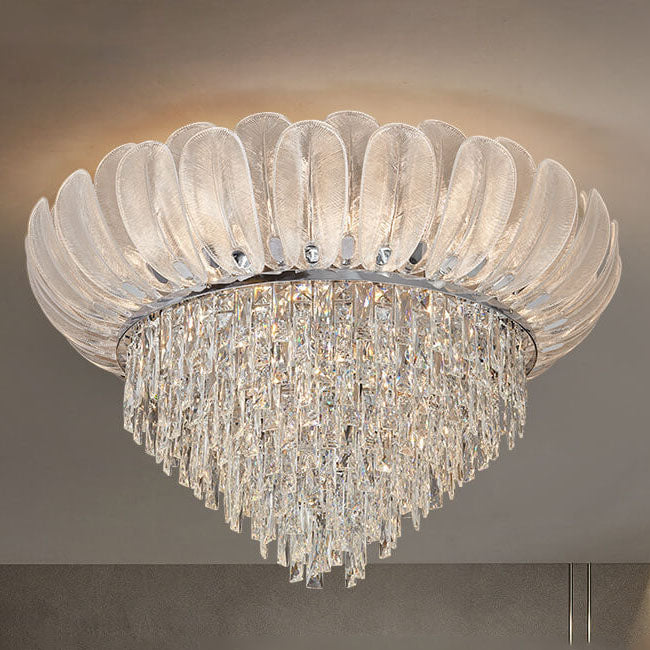 Lustre de plafond encastré en verre cristal de luxe européen moderne 9/12/16 lumières 