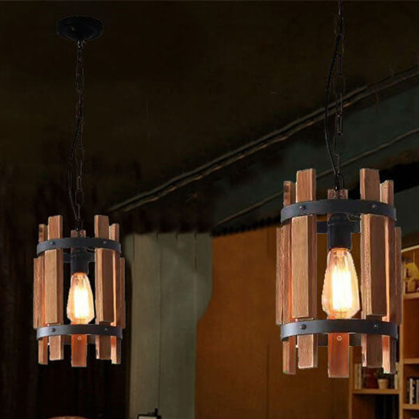 Industrial Style Creative Retro Wood 1-Light Pendelleuchte 