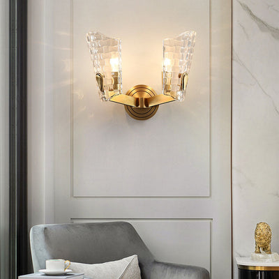 Nordic Light Luxury All Brass Glass 1/2-Light Wall Sconce Lamp