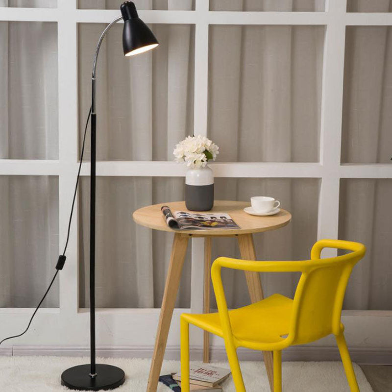 Lampadaire sur pied à 1 lumière avec abat-jour conique en placage de fer simple nordique 