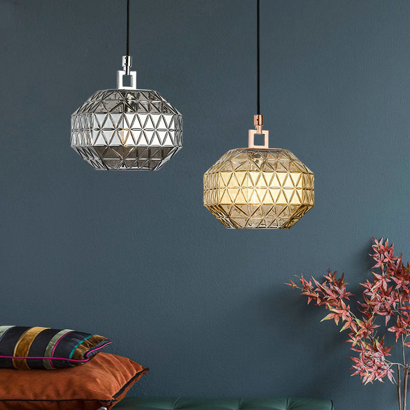 Moderne nordische Pendelleuchte aus strukturiertem Eisen und Glas, rund, 1-flammig, für Wohnzimmer &amp; Schlafzimmer 