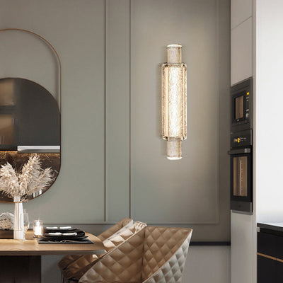 Modern Luxury Water Grain Glass Column LED Wall Sconce Lamp For Bedroom