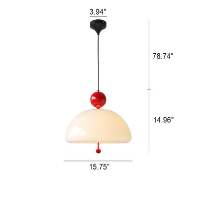 Nordische Vintage milchweiße Glaskuppel, runde 3-Licht-Pendelleuchte