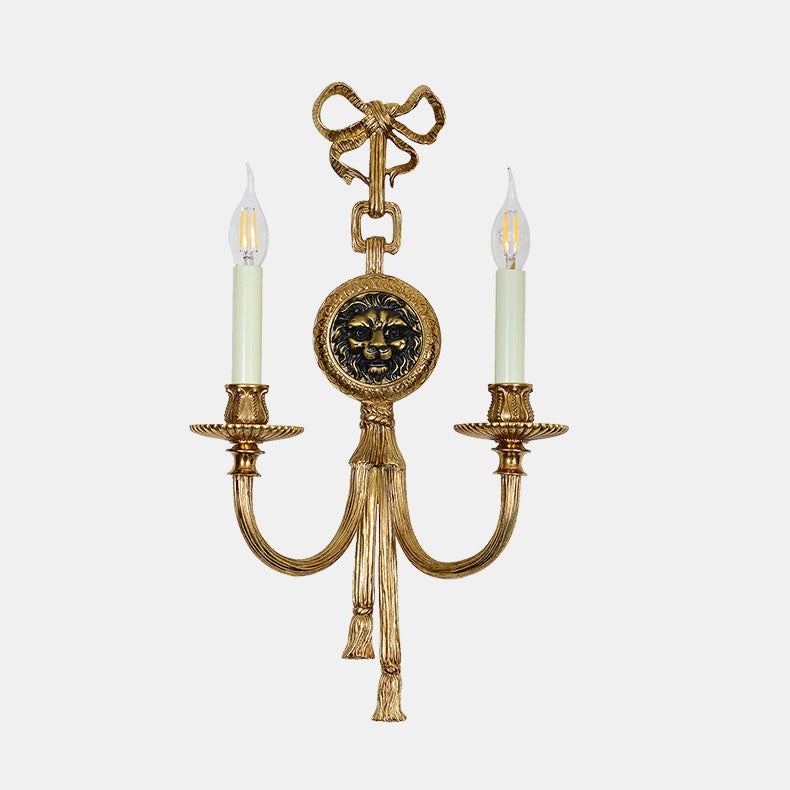 Traditional French Cylinder Sconce Full Brass 2-Light Wall Sconce Lamp For Living Room