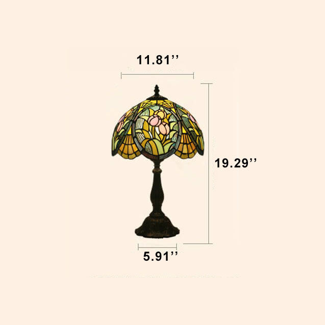 Tiffany Rustikale Buntglas 1-Licht Tischlampe 