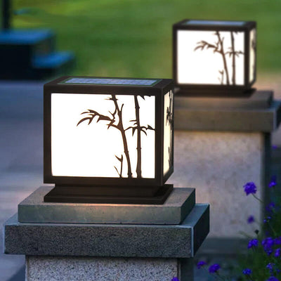 Traditional Chinese Solar Square Stainless Steel Acrylic LED Outdoor Landscape Light For Outdoor Patio