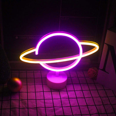 Moderne kreative Planet Neon-Kunststoff-LED-Nachtlicht-Tischlampe