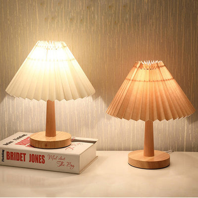 Vintage Pleated Umbrella-shaped 1-Light LED Table Lamp