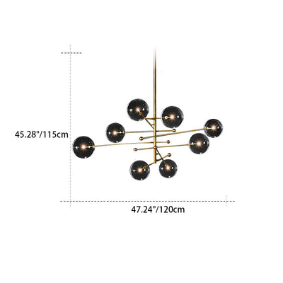 Modern Minimalist Ball Strip Metal Glass 6/8 Light Chandelier For Living Room